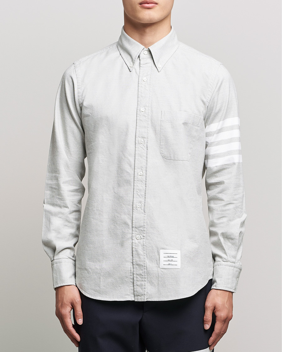 Heren | Overhemden | Thom Browne | 4 Bar Flannel Shirt Light Grey