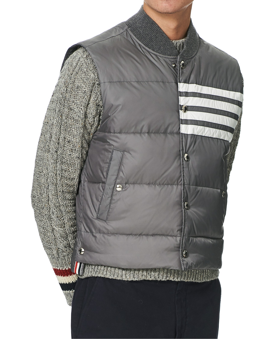 Heren | Jassen | Thom Browne | 4 Bar Snap Front Down Vest Light Grey