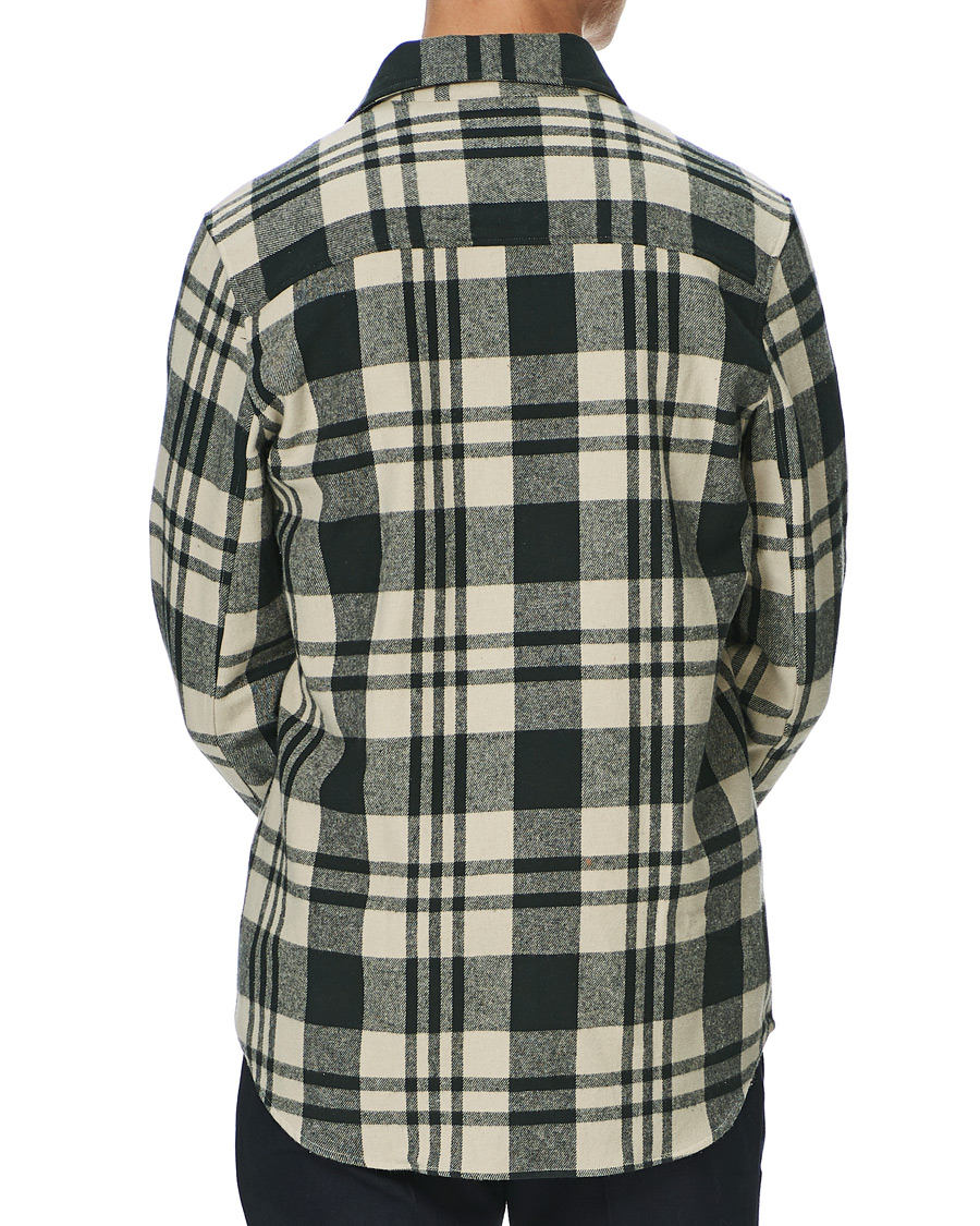 Heren | Overhemden | A Day's March | Cardiff Checked Flannel Shirt Off White/Seaweed