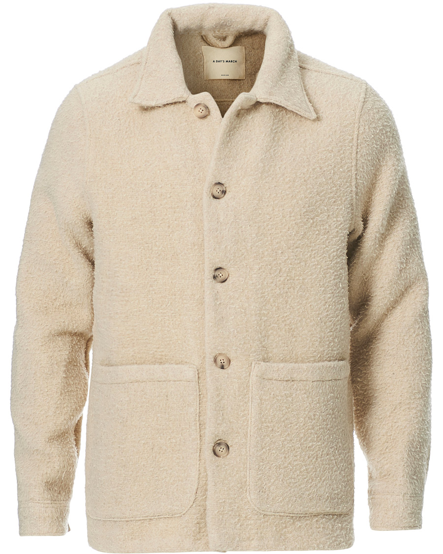 Heren | Overhemden | A Day's March | Rugged Wool Overshirt Ecru