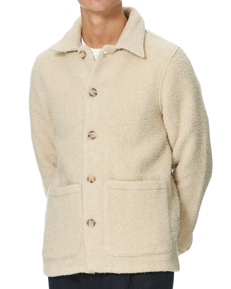 Heren | Overhemden | A Day's March | Rugged Wool Overshirt Ecru