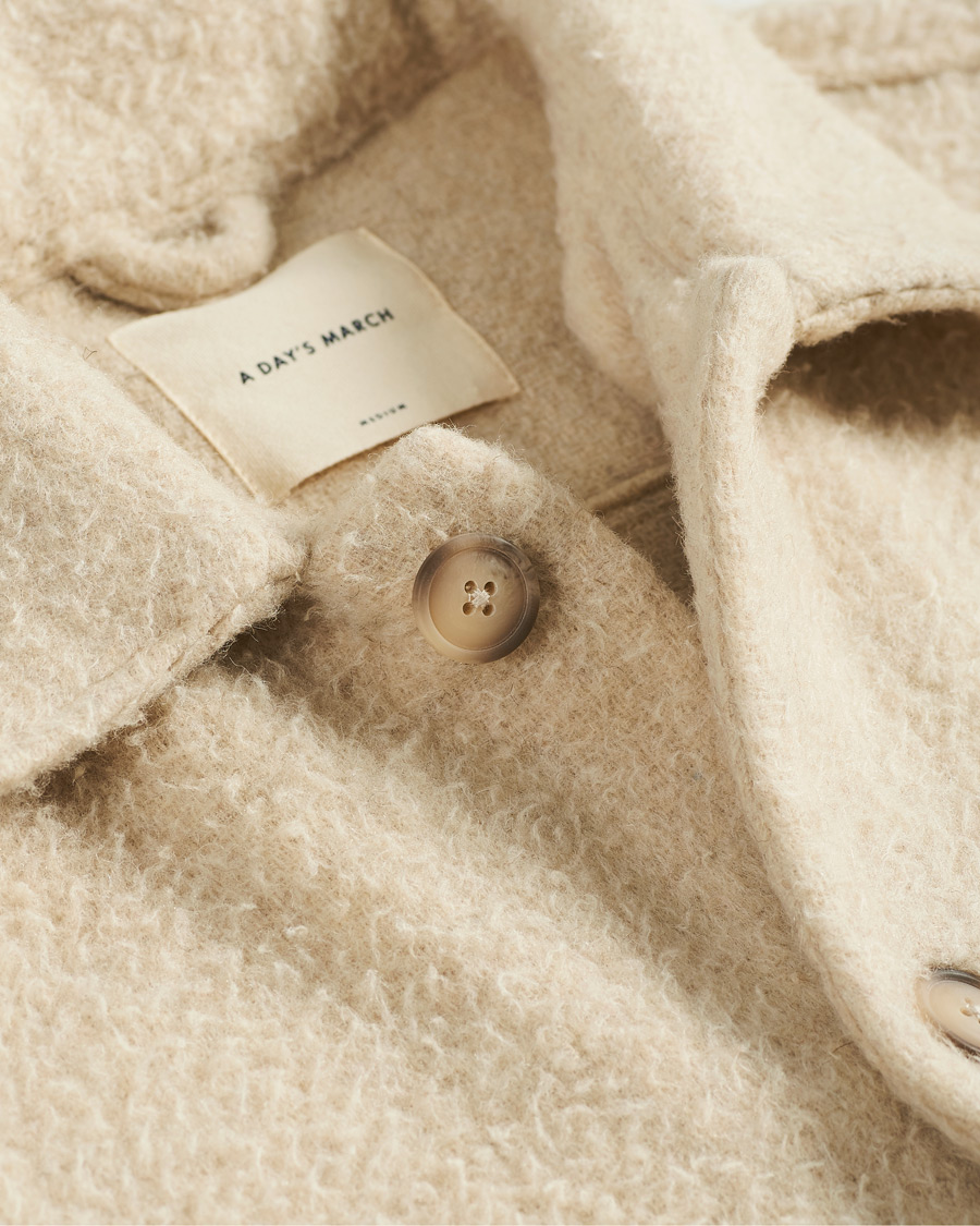 Heren | Overhemden | A Day's March | Rugged Wool Overshirt Ecru
