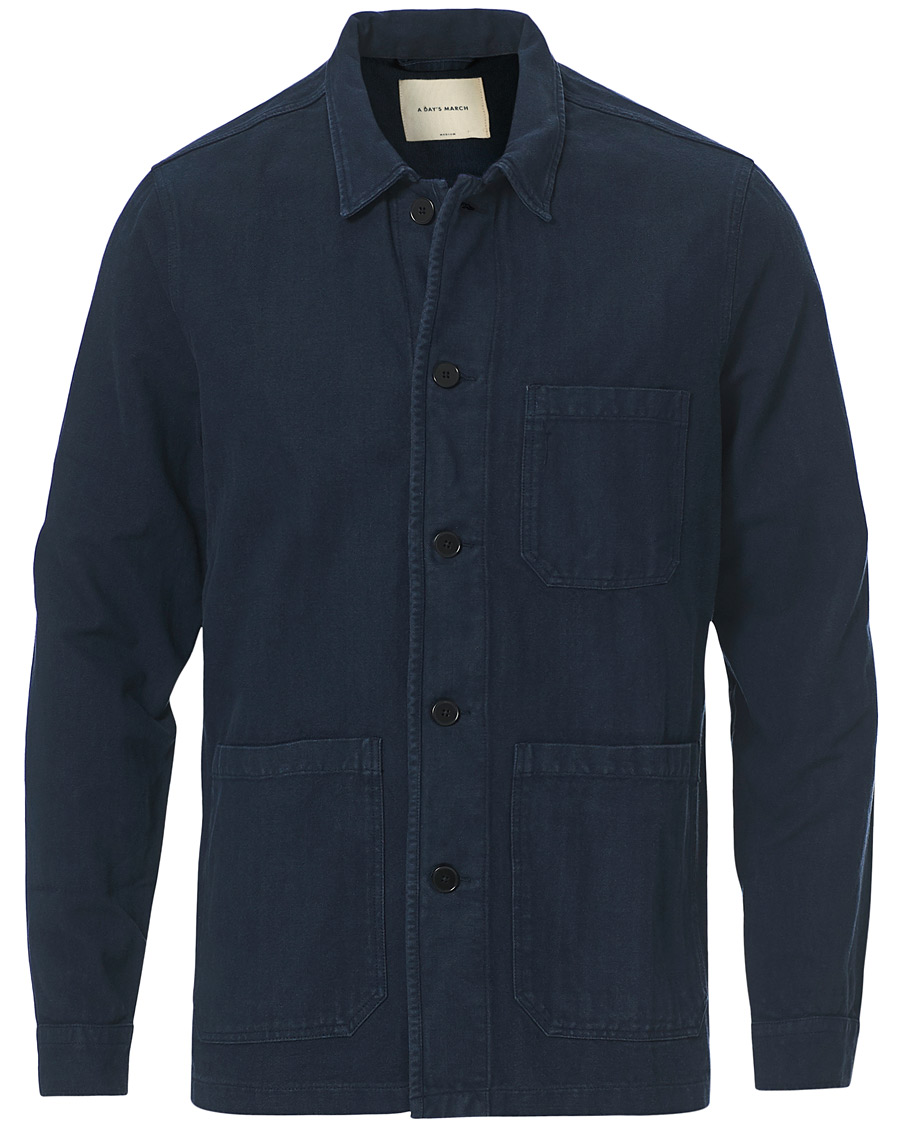 Heren | Overhemden | A Day's March | Original Herringbone Overshirt Navy