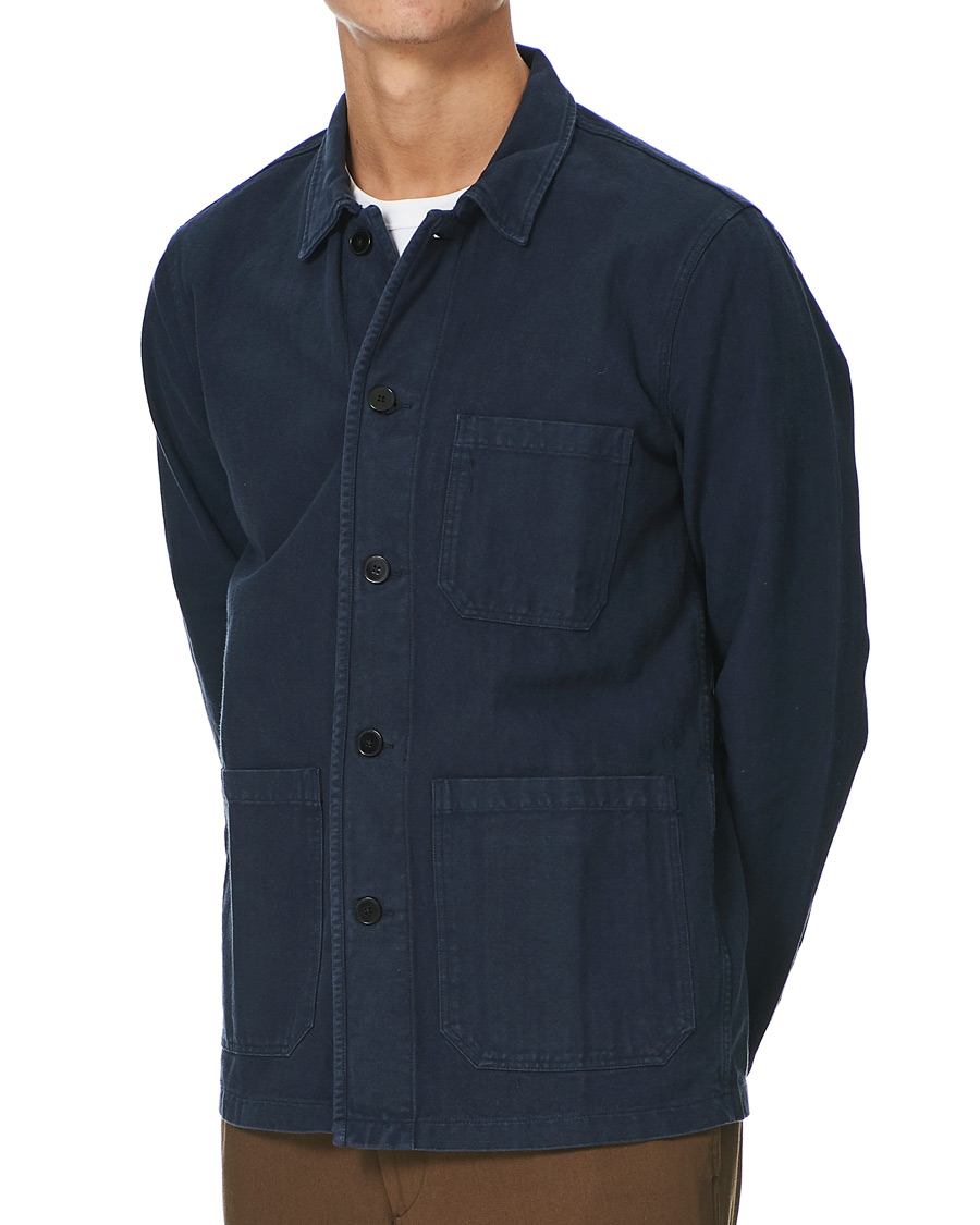 Heren | Overhemden | A Day's March | Original Herringbone Overshirt Navy