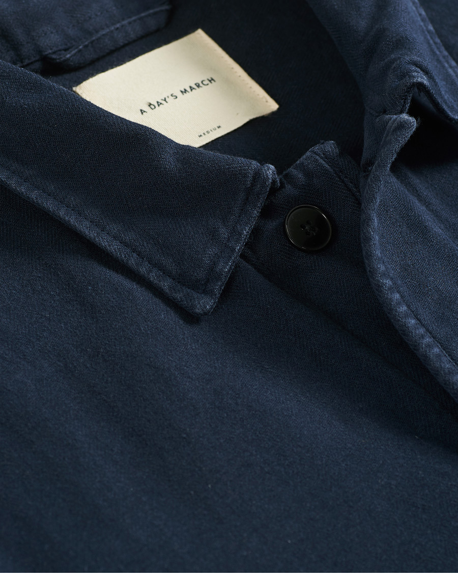 Heren | Overhemden | A Day's March | Original Herringbone Overshirt Navy