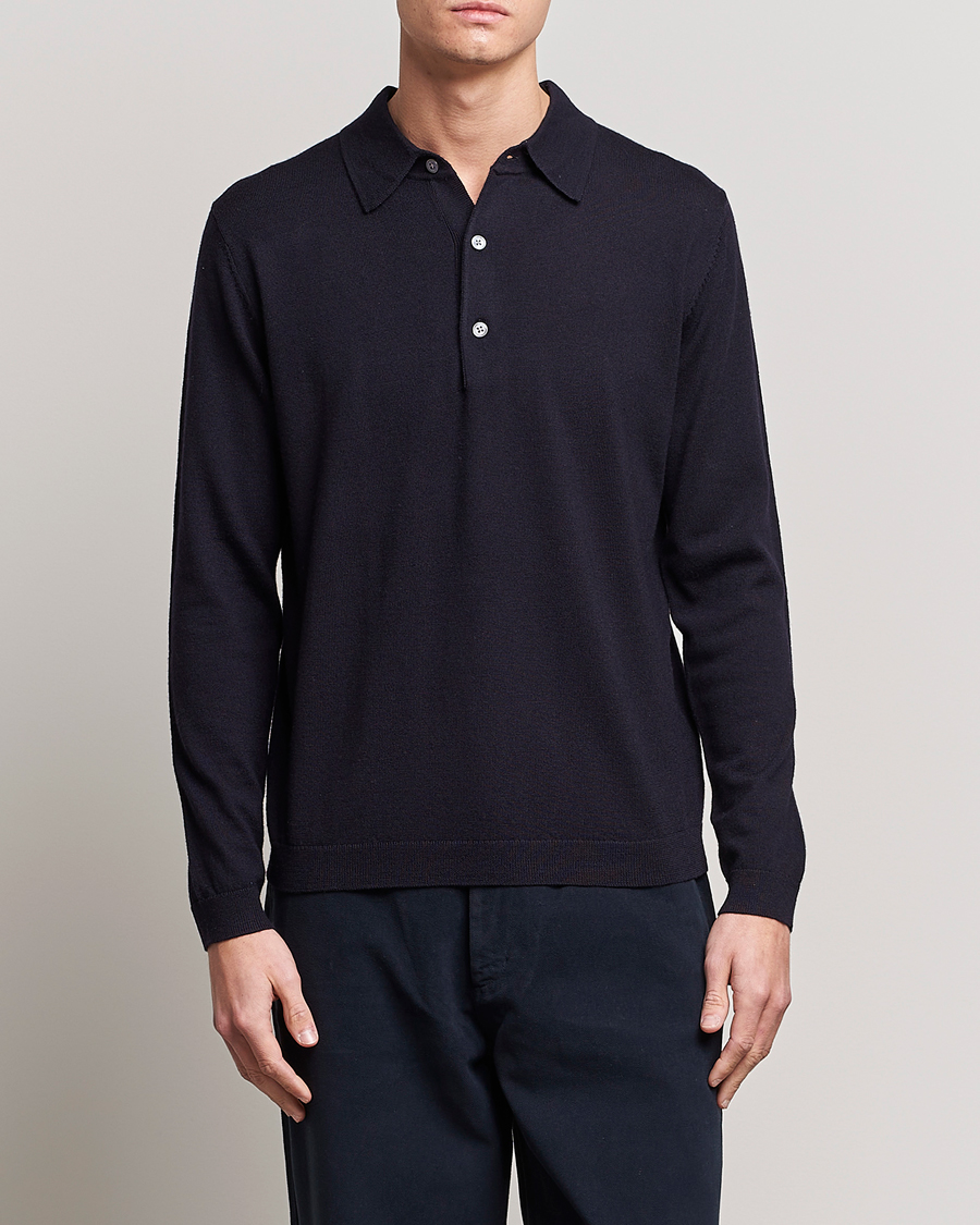 Heren | Gebreide poloshirts | A Day's March | Ambroz Merino Polo Navy