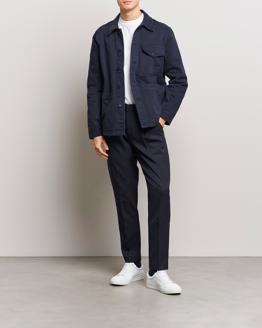 Heren | Broeken | A Day's March | Smart Trousers Wool Twill Navy