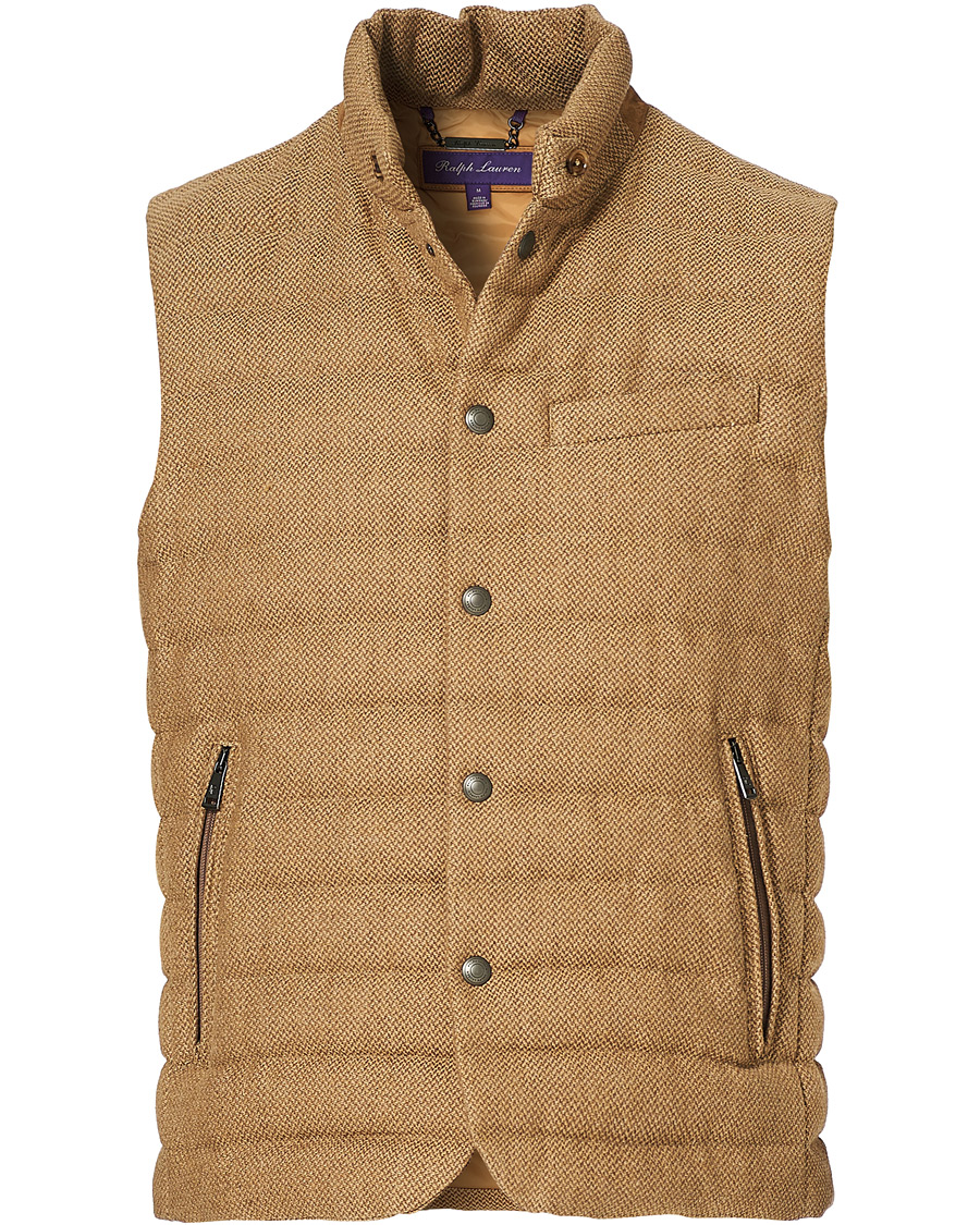 Heren | Jassen | Ralph Lauren Purple Label | Whitwell Wool Tweed Down Vest Classic Camel