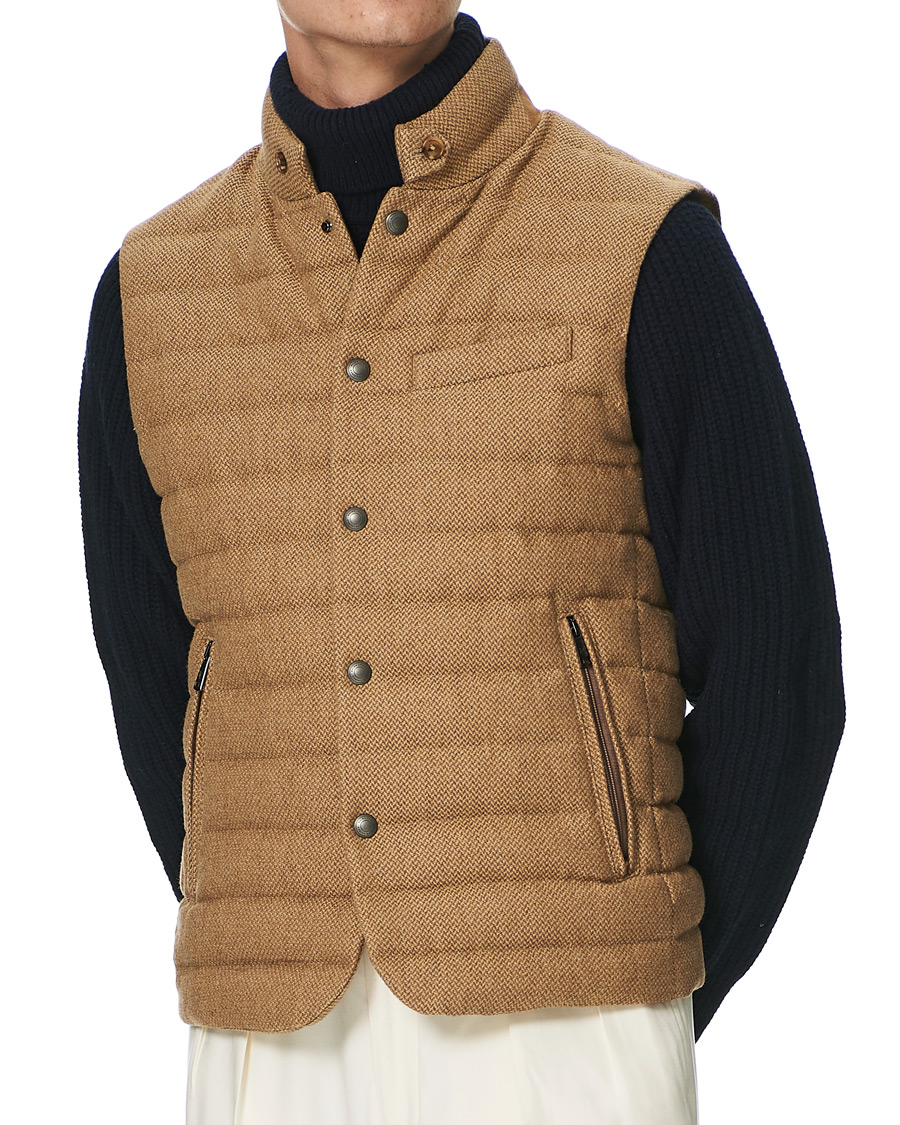 Heren | Jassen | Ralph Lauren Purple Label | Whitwell Wool Tweed Down Vest Classic Camel