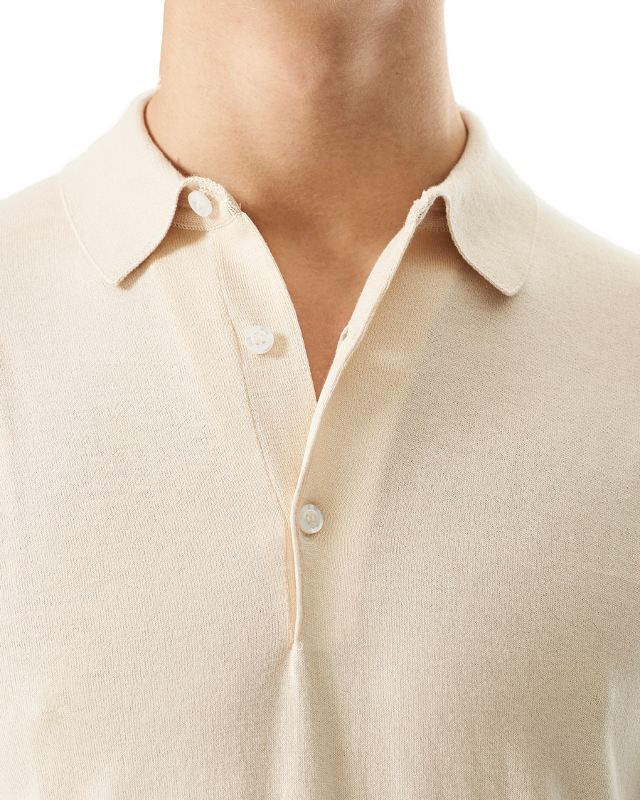 Heren | Polo's | John Smedley | Adrian Slim Fit Sea Island Polo Ecru
