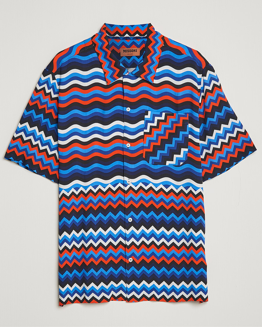 Heren | Overhemden | Missoni | Zig Zag Bowling Shirt Navy/Red