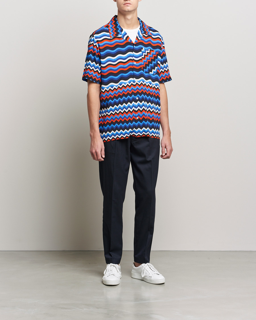 Heren | Overhemden | Missoni | Zig Zag Bowling Shirt Navy/Red