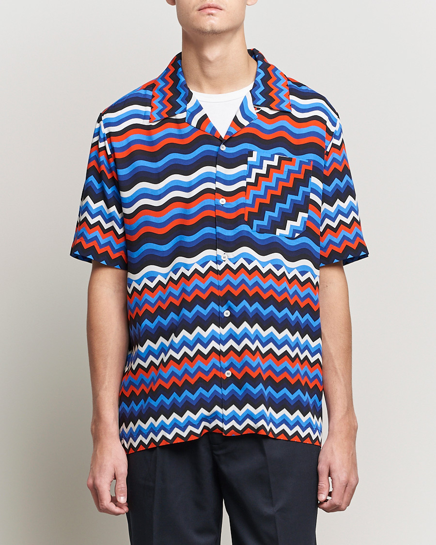 Heren | Overhemden | Missoni | Zig Zag Bowling Shirt Navy/Red