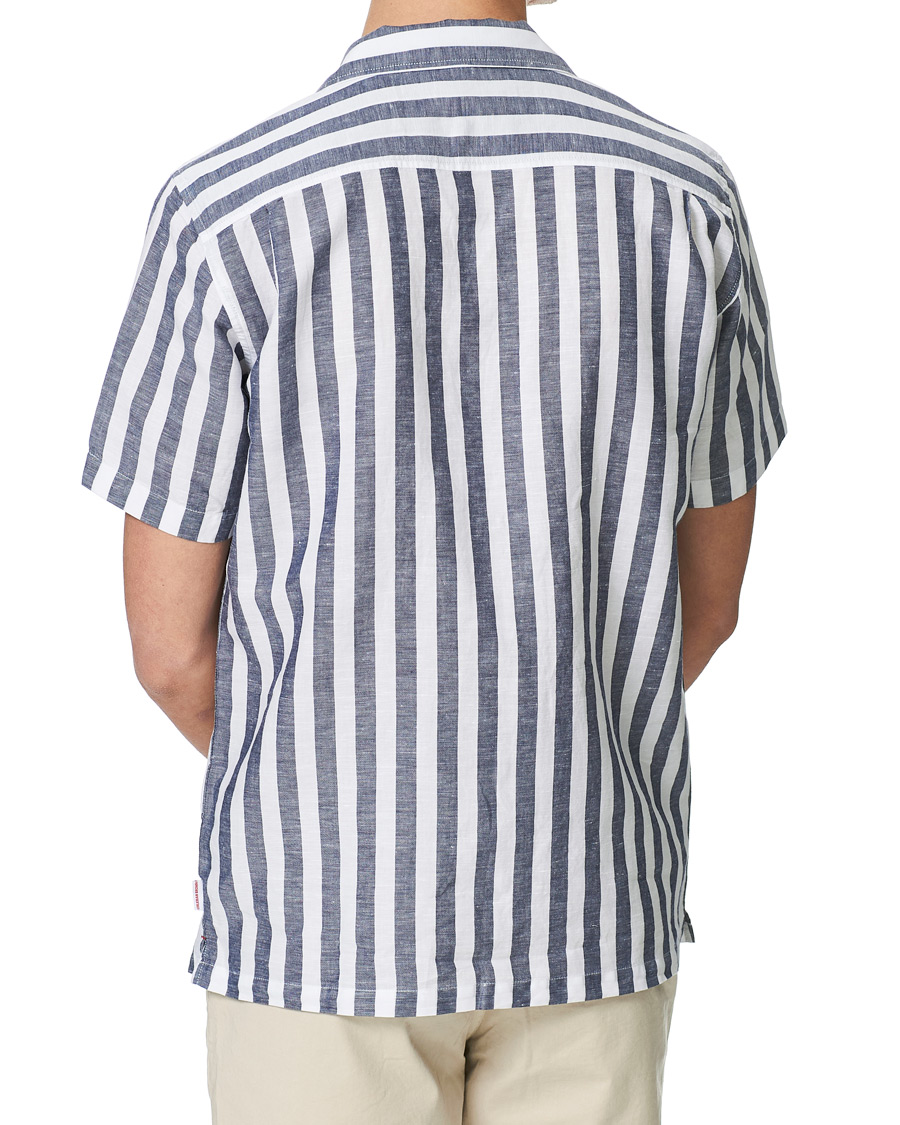 Heren | Overhemden | Orlebar Brown | Hibbert Linen/Cotton Short Sleeve Shirt Ink/Cloud
