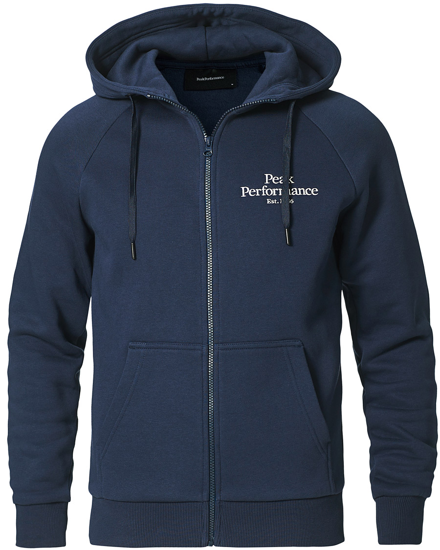 Heren | Truien | Peak Performance | Original Logo Full Zip Hoodie Blue Shadow