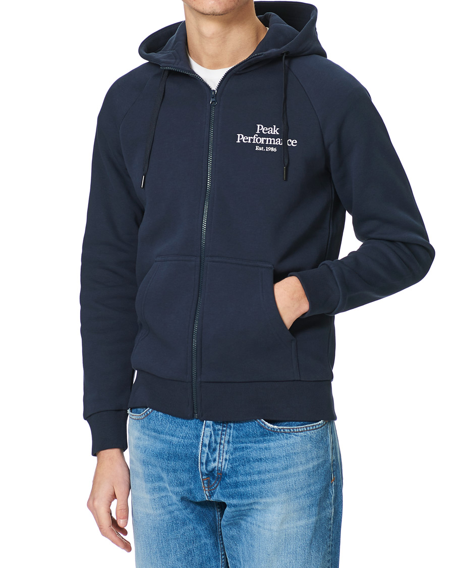 Heren | Truien | Peak Performance | Original Logo Full Zip Hoodie Blue Shadow