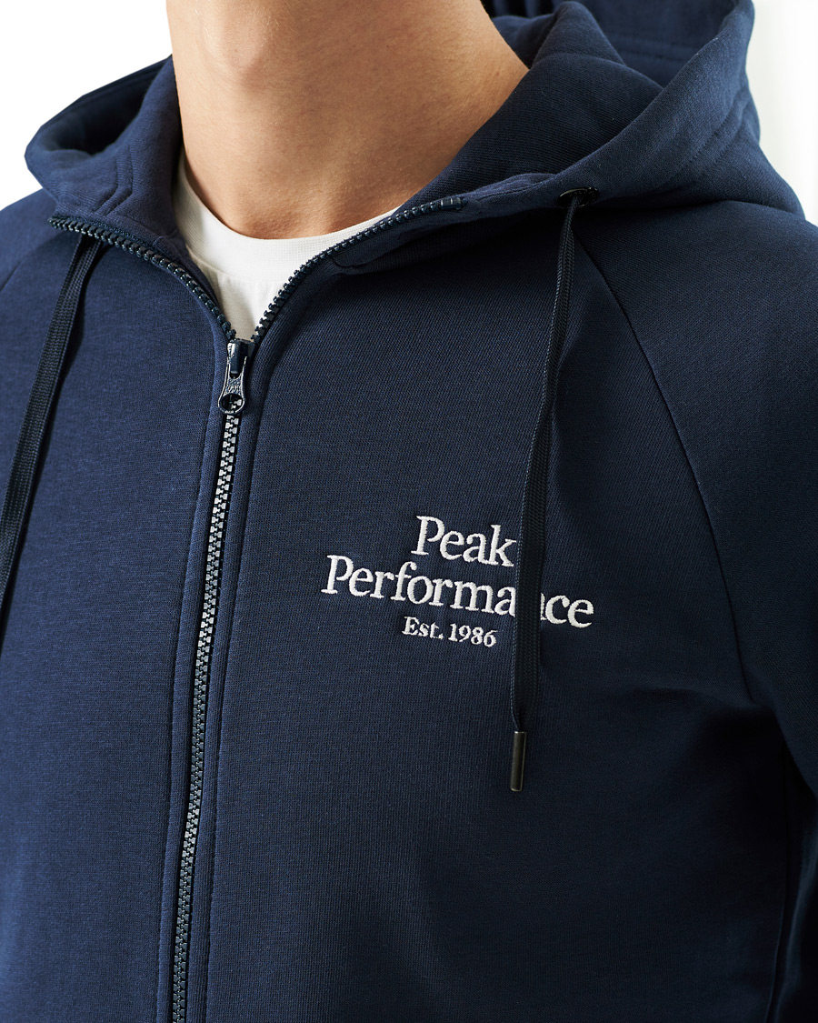 Heren | Truien | Peak Performance | Original Logo Full Zip Hoodie Blue Shadow