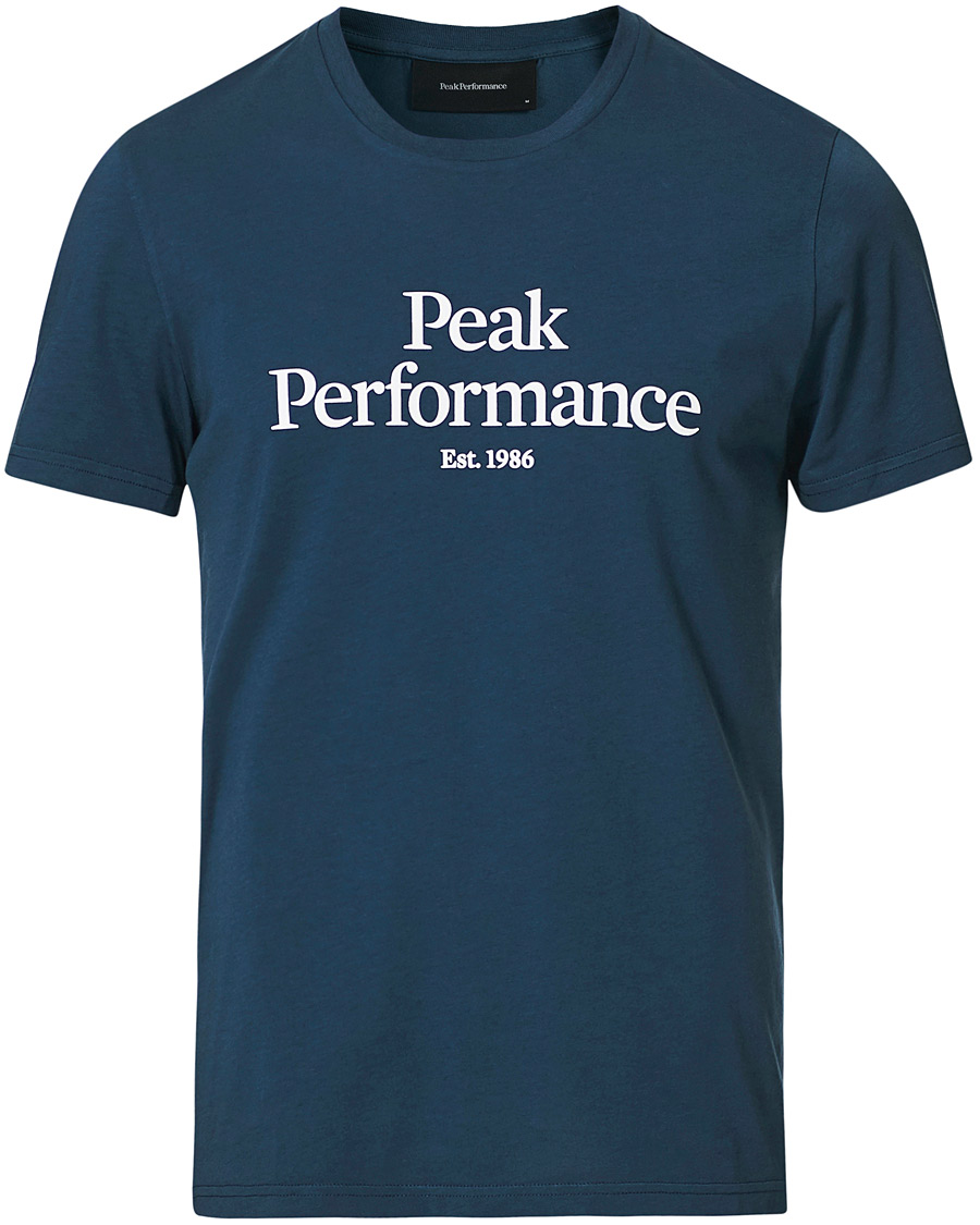 Heren | T-shirts | Peak Performance | Original Logo Crew Neck Tee Blue Steel