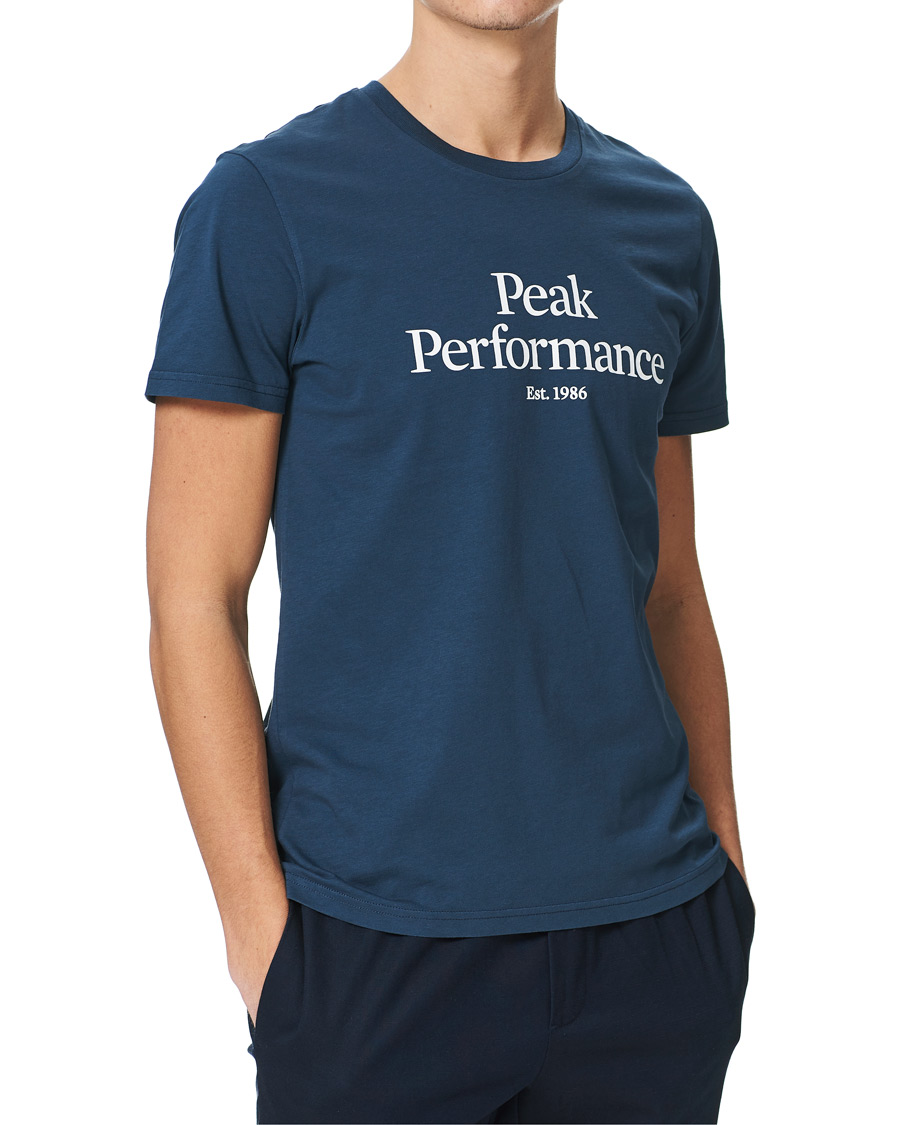 Heren | T-shirts | Peak Performance | Original Logo Crew Neck Tee Blue Steel