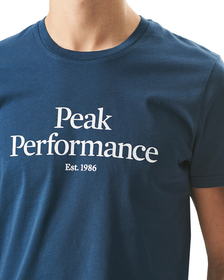 Heren | T-shirts | Peak Performance | Original Logo Crew Neck Tee Blue Steel
