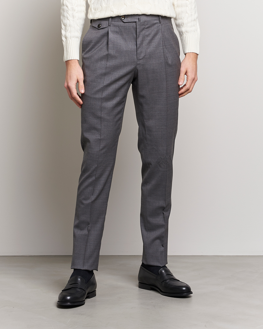 Heren | Broeken | PT01 | Gentleman Fit Wool Trousers Medium Grey