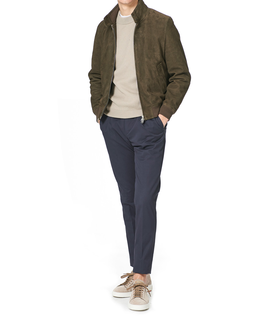Heren | Santoni Derby Plain Sneaker Beige Suede | Santoni | Derby Plain Sneaker Beige Suede