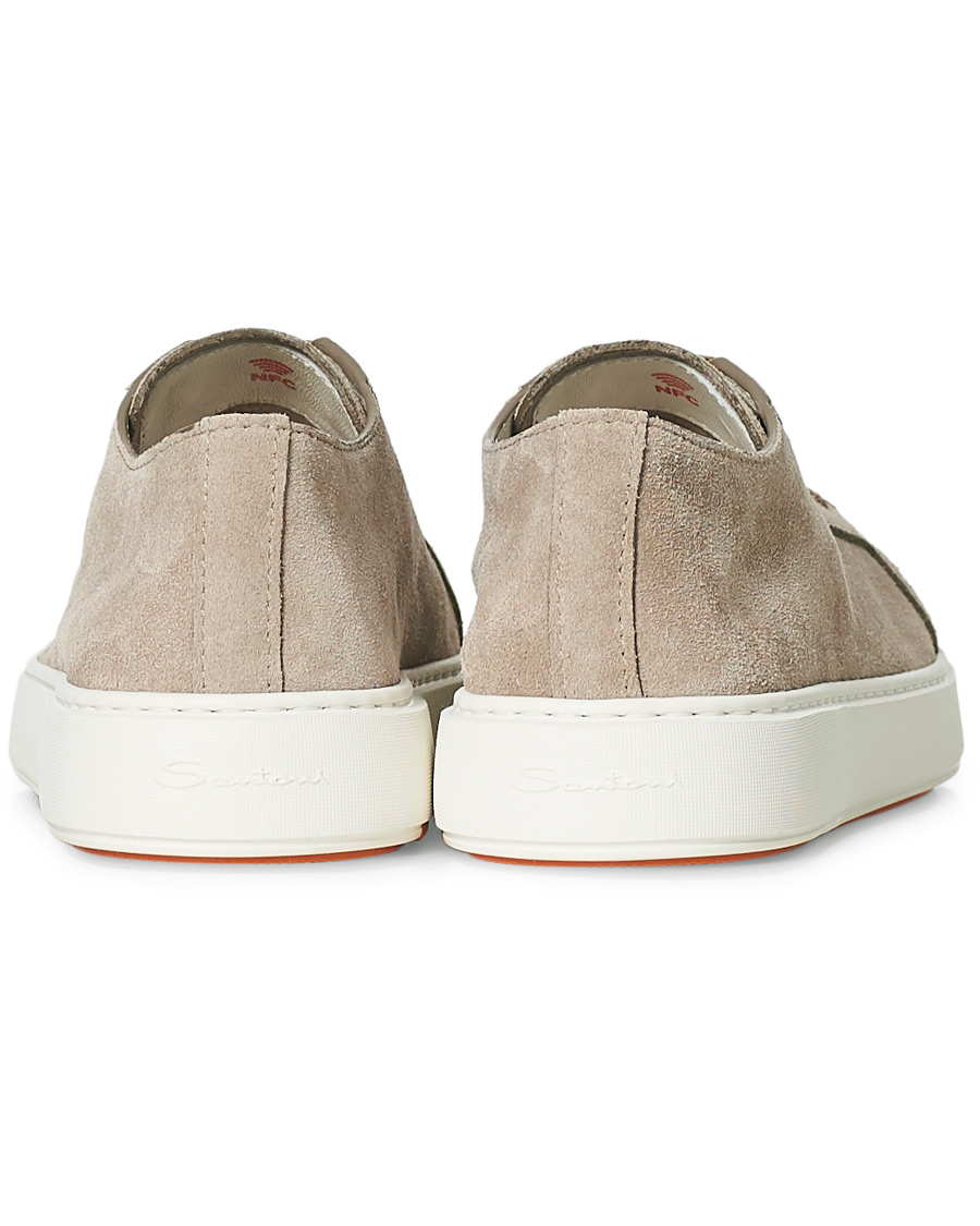 Heren | Santoni Derby Plain Sneaker Beige Suede | Santoni | Derby Plain Sneaker Beige Suede