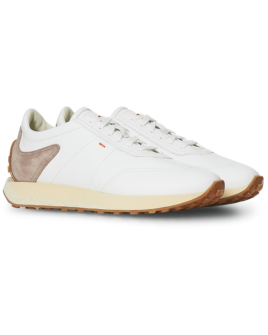 Heren | Santoni Running Sneaker White Calf | Santoni | Running Sneaker White Calf