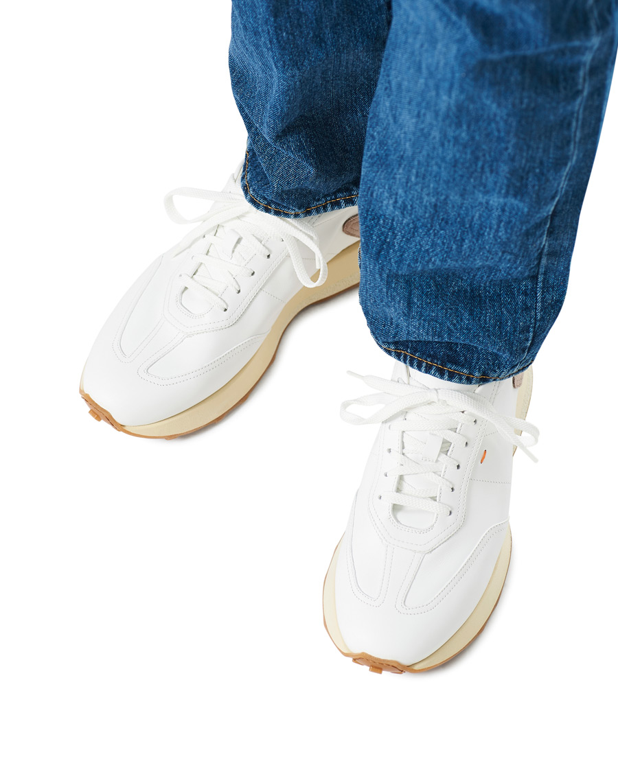 Heren | Santoni Running Sneaker White Calf | Santoni | Running Sneaker White Calf