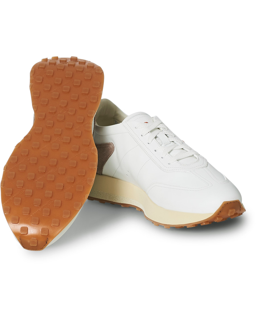 Heren | Santoni Running Sneaker White Calf | Santoni | Running Sneaker White Calf