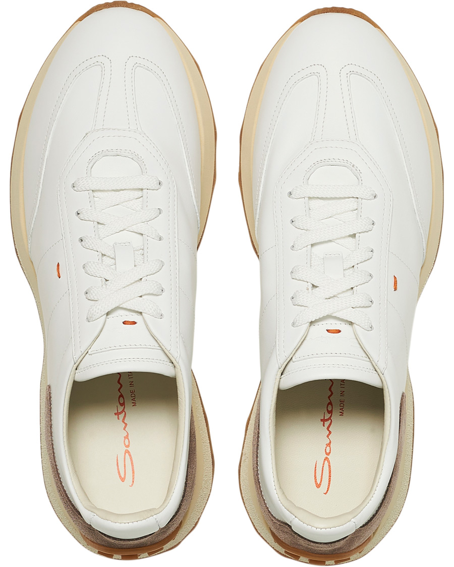 Heren | Santoni Running Sneaker White Calf | Santoni | Running Sneaker White Calf