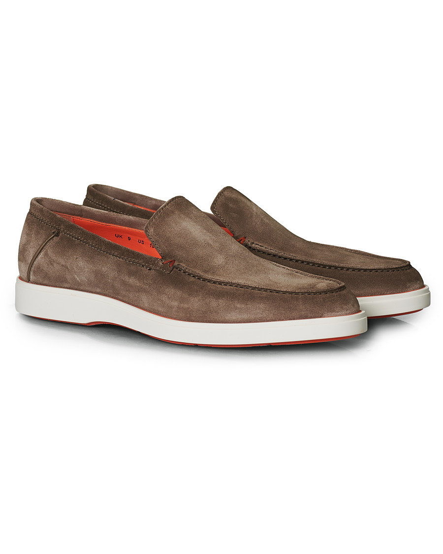 Heren | Santoni Summer Loafer Light Grey Suede | Santoni | Summer Loafer Light Grey Suede