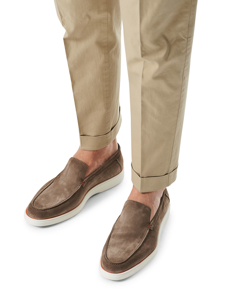Heren | Santoni Summer Loafer Light Grey Suede | Santoni | Summer Loafer Light Grey Suede