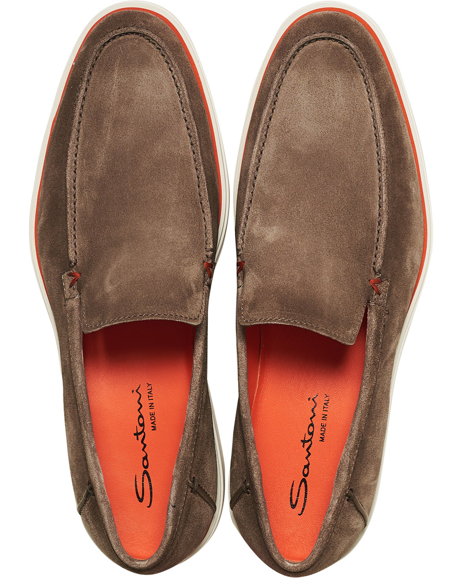 Heren | Santoni Summer Loafer Light Grey Suede | Santoni | Summer Loafer Light Grey Suede
