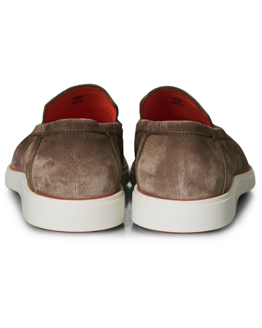 Heren | Santoni Summer Loafer Light Grey Suede | Santoni | Summer Loafer Light Grey Suede