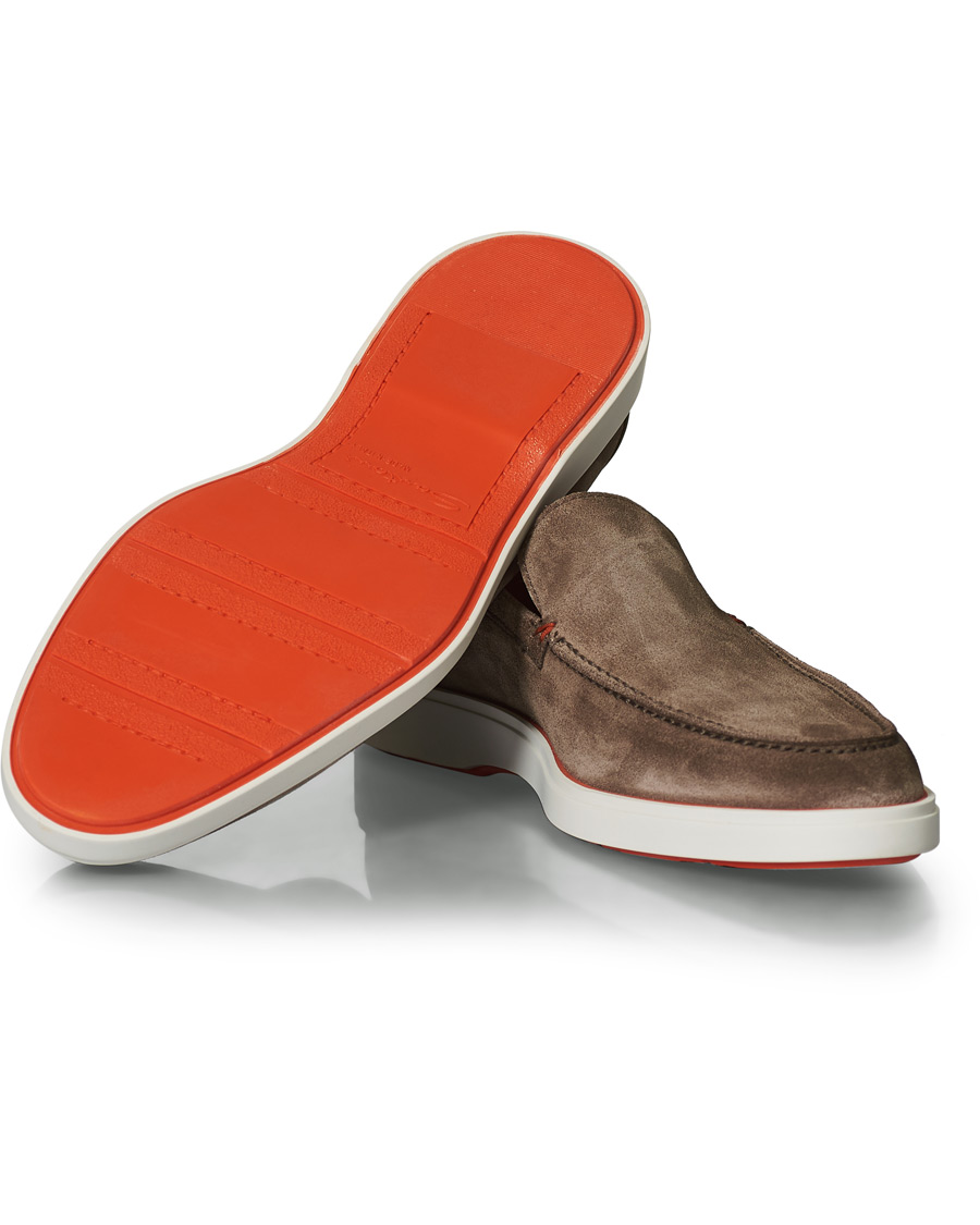 Heren | Santoni Summer Loafer Light Grey Suede | Santoni | Summer Loafer Light Grey Suede