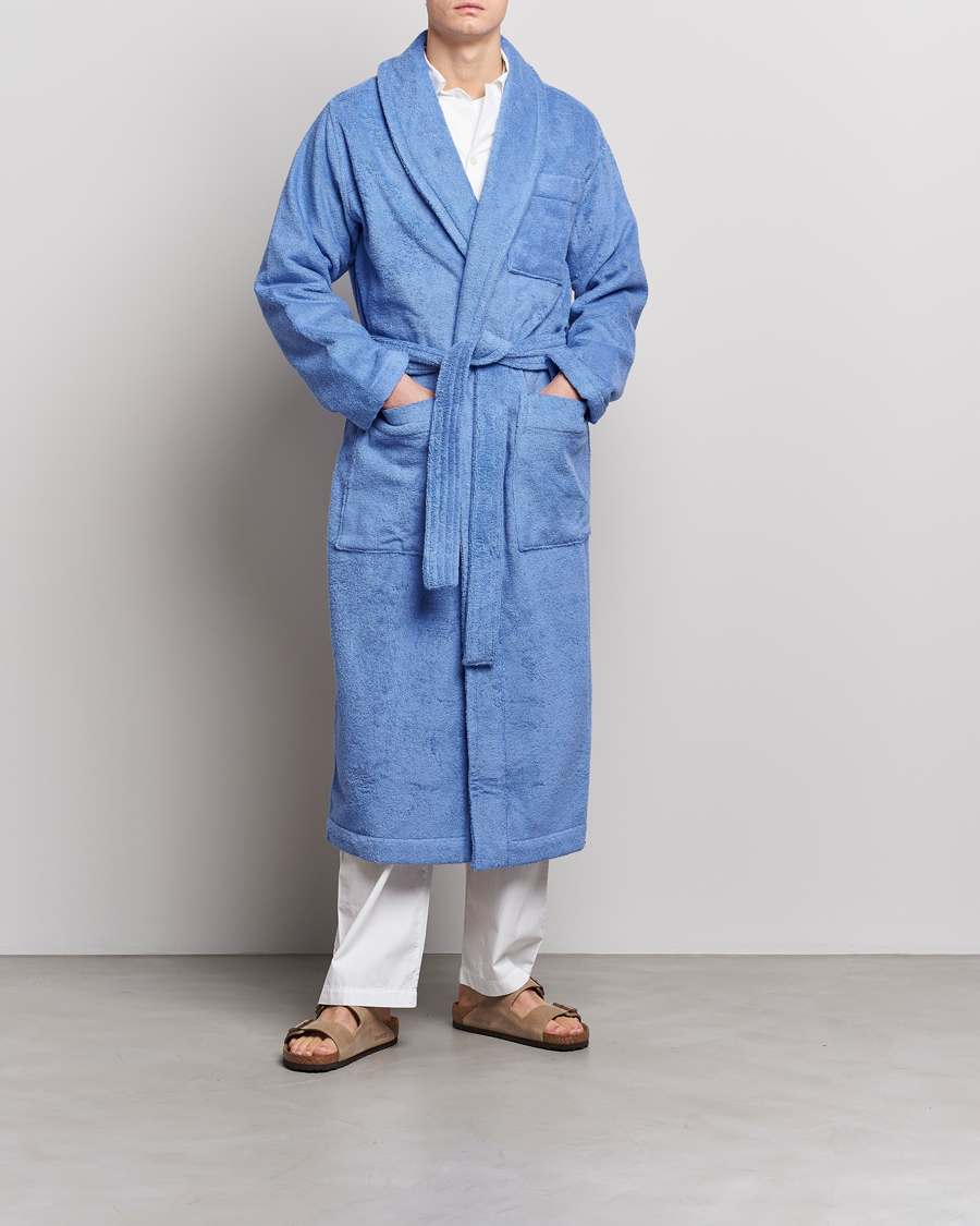 Heren | Pyjama's en gewaden | Tekla | Organic Terry Classic Bathrobe Clear Blue