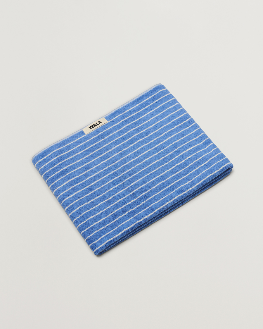 Heren | Stoffen | Tekla | TeklaOrganic Terry Bath TowelClear Blue Stripes