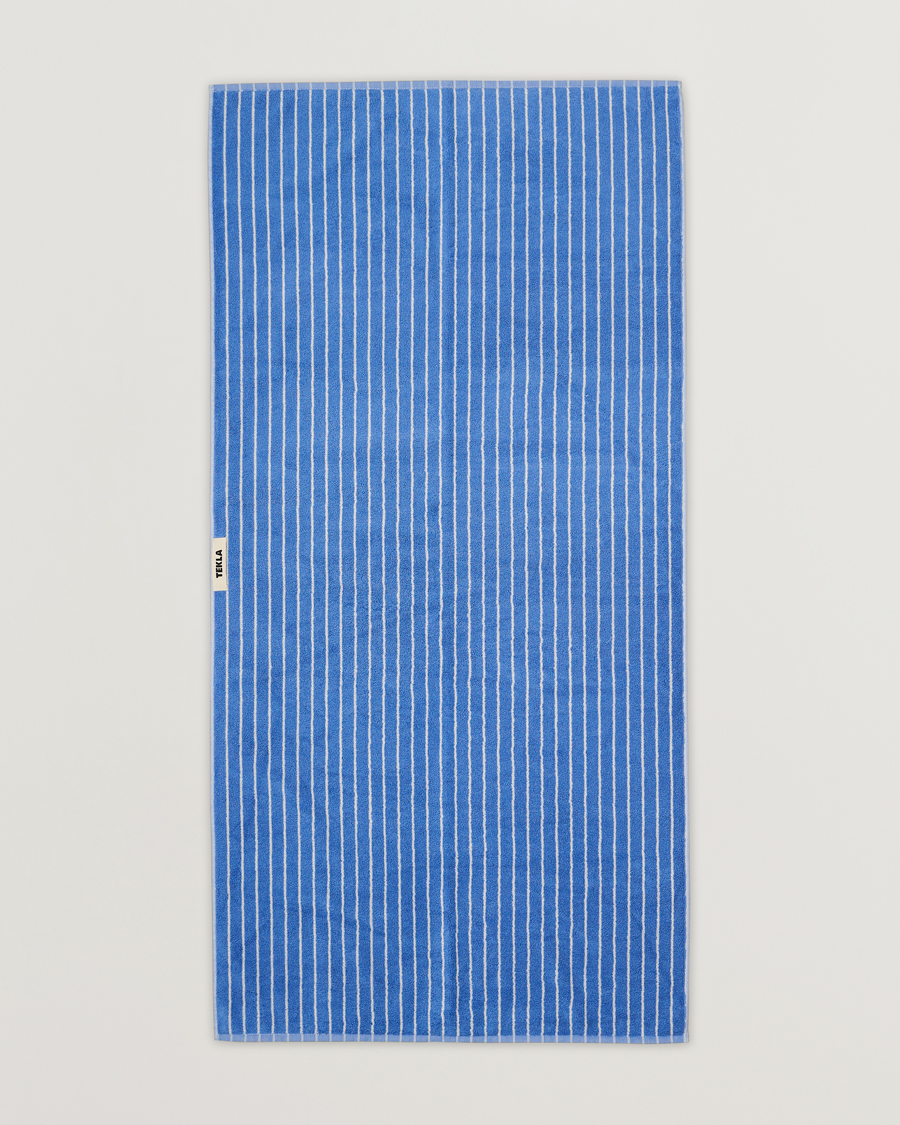 Heren | Stoffen | Tekla | Organic Terry Bath Towel Clear Blue Stripes