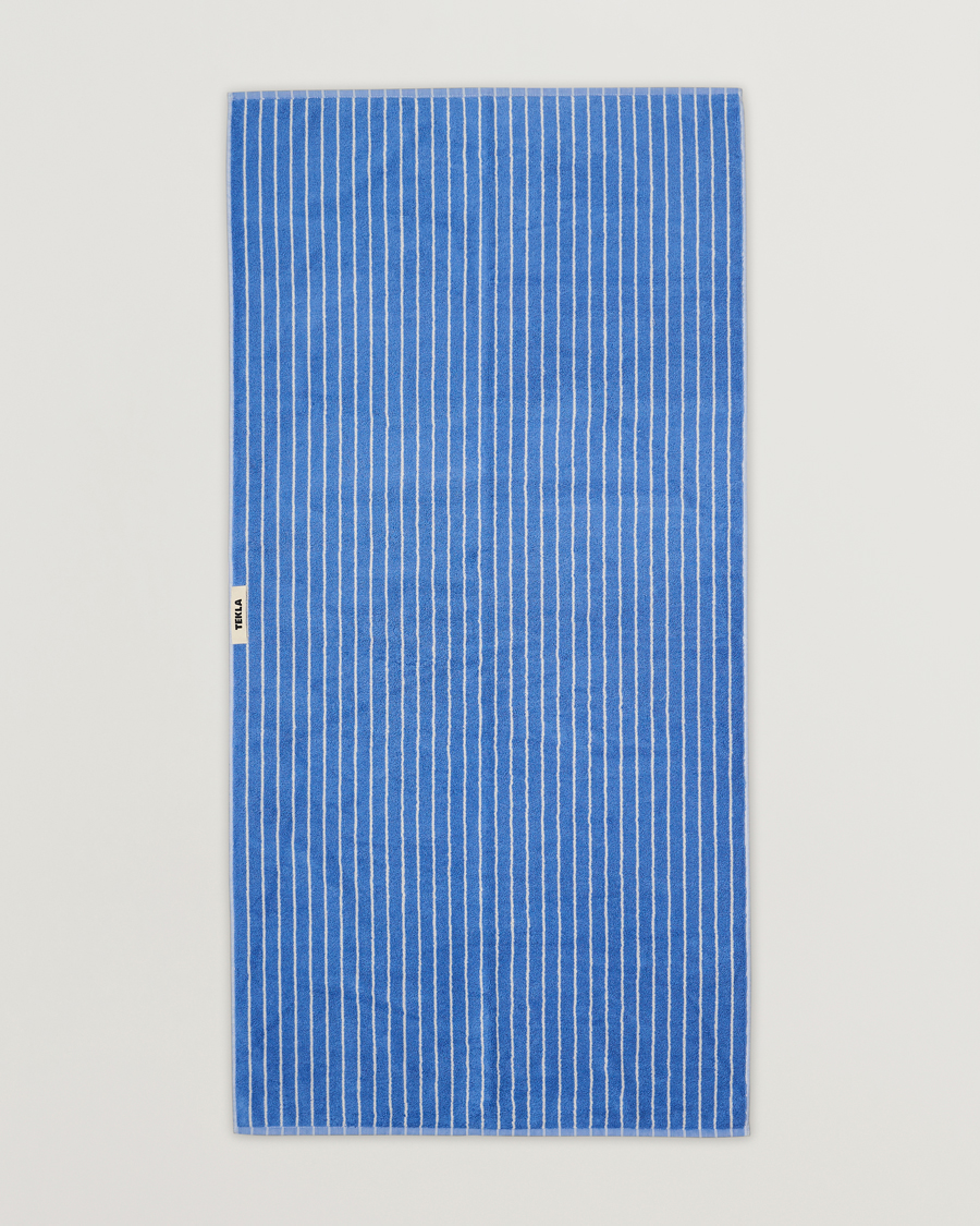 Heren | Stoffen | Tekla | TeklaOrganic Terry Bath TowelClear Blue Stripes