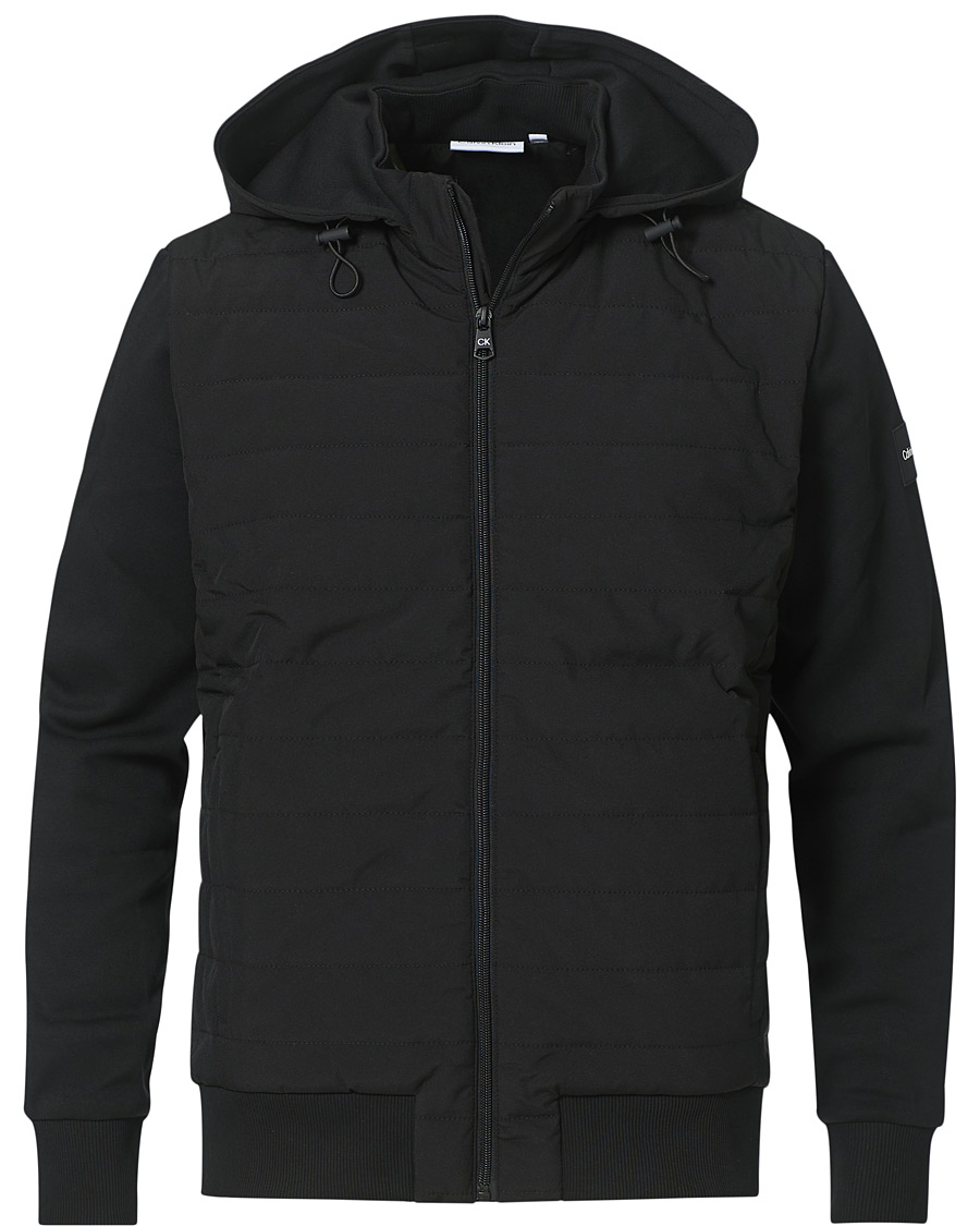 Heren | Truien | Calvin Klein | Quilted Nylon Mix Full Zip Hoodie Black