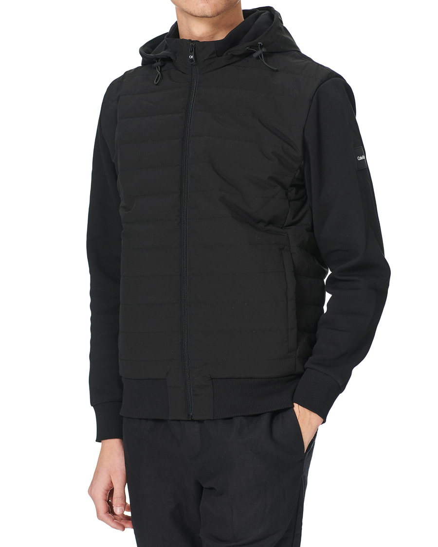 Heren | Truien | Calvin Klein | Quilted Nylon Mix Full Zip Hoodie Black