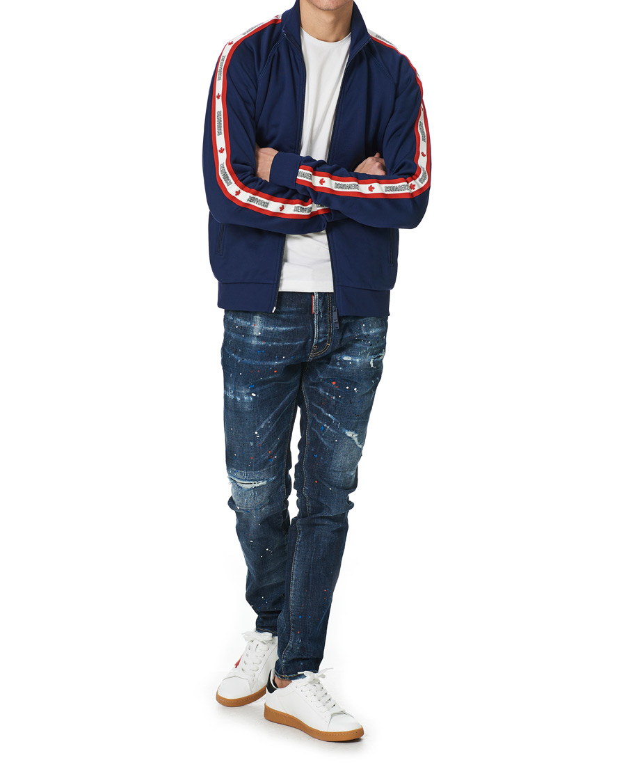 Heren | Truien | Dsquared2 | Track Zip Top Dark Blue