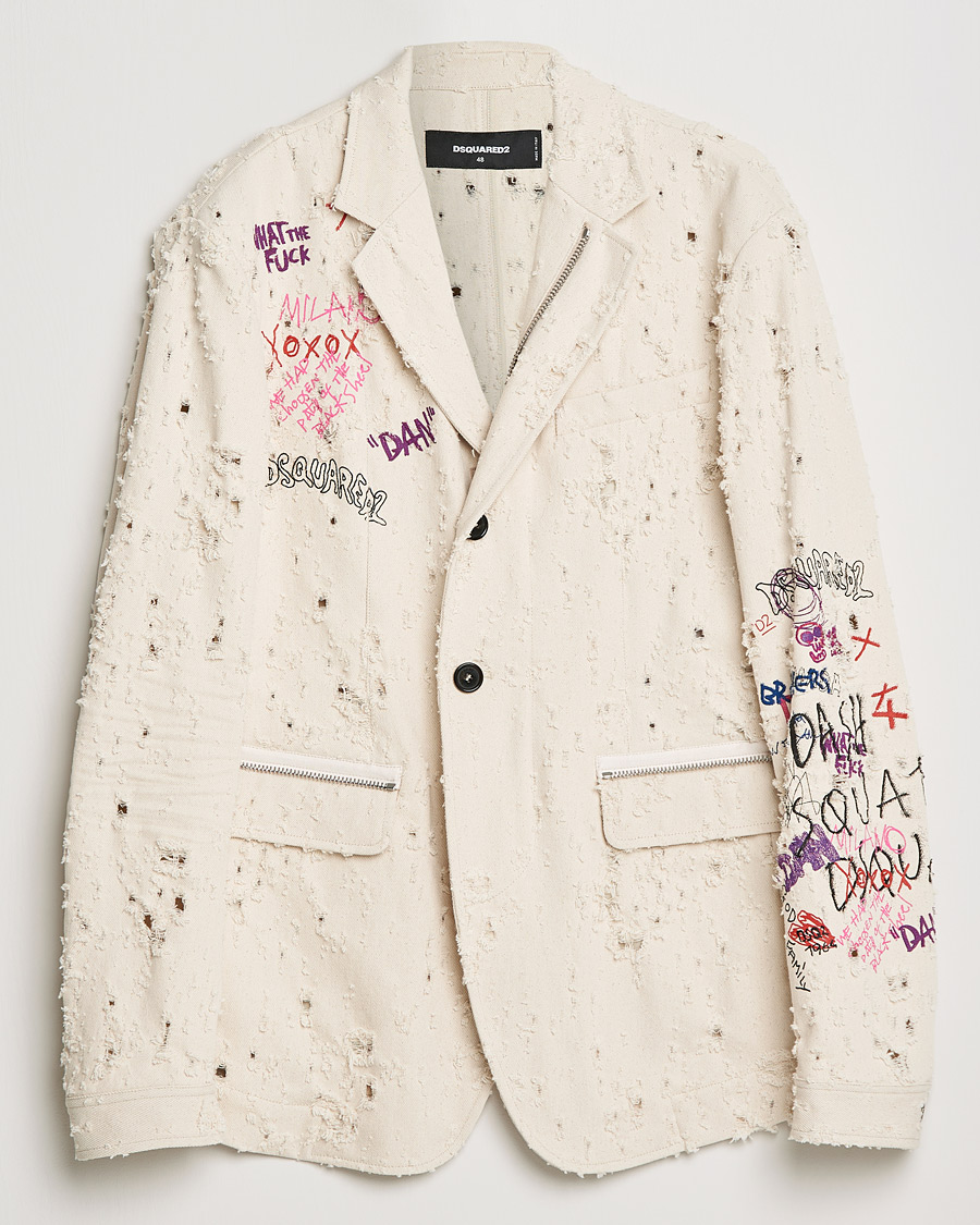 Heren | Blazers | Dsquared2 | Painted Military Blazer Light Beige