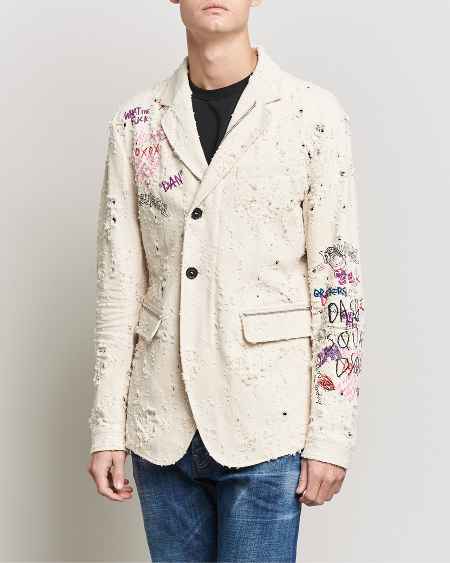Heren | Blazers | Dsquared2 | Painted Military Blazer Light Beige