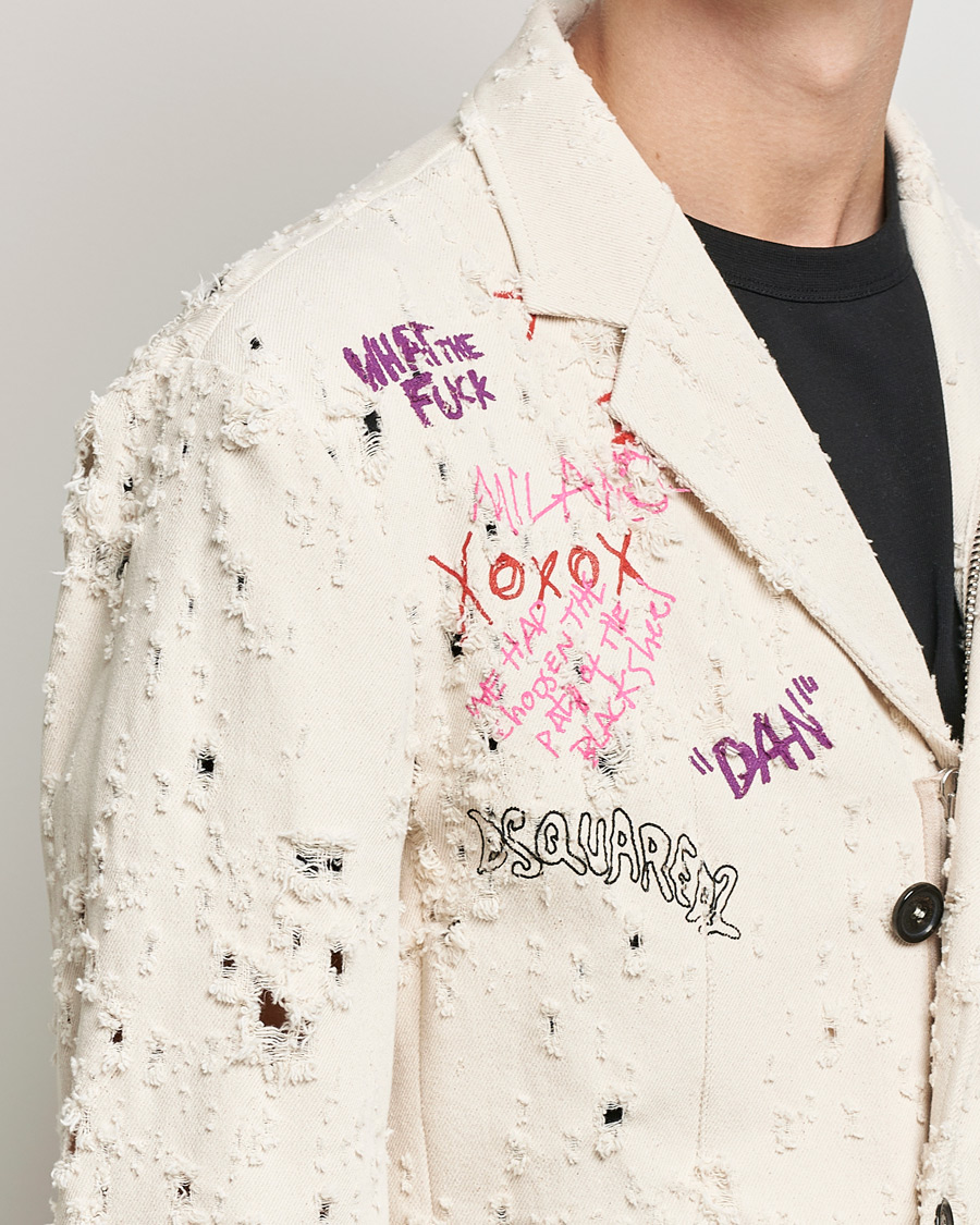 Heren | Blazers | Dsquared2 | Painted Military Blazer Light Beige