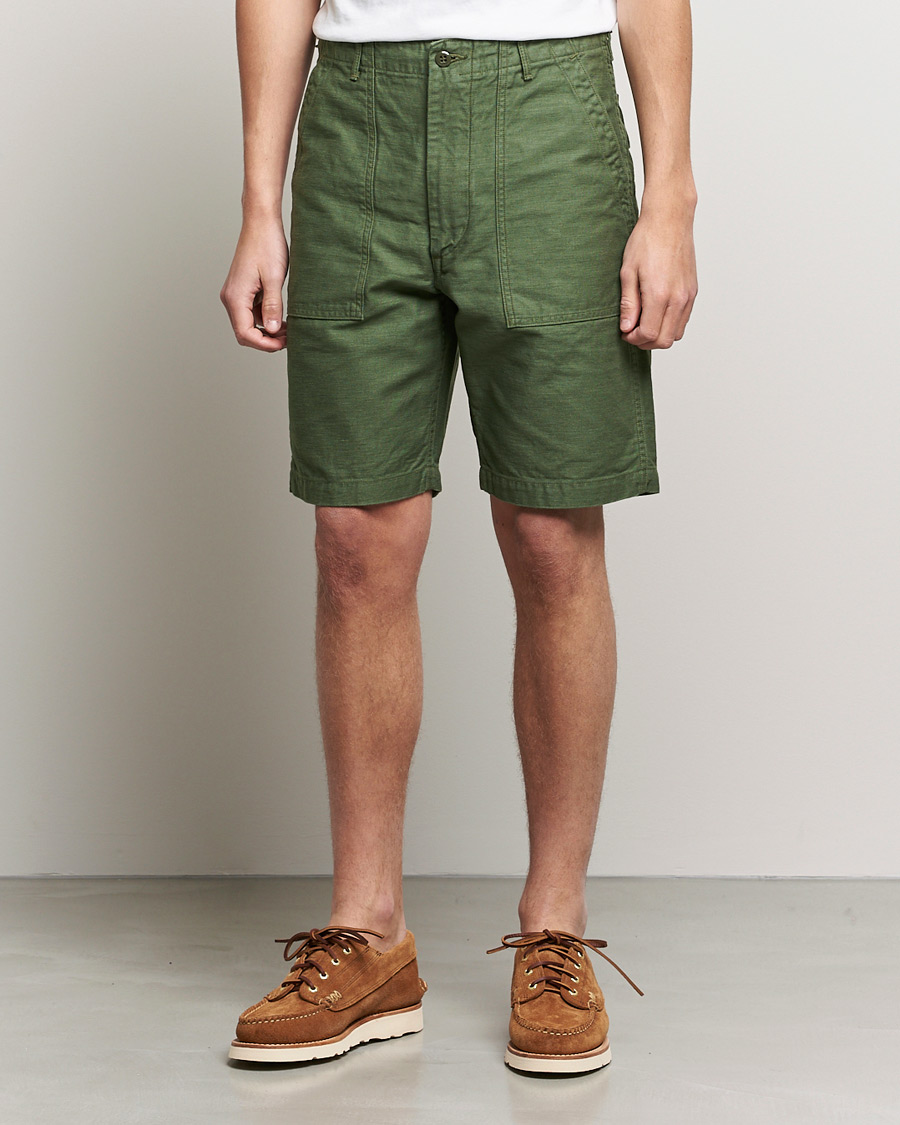 Heren | Chino-shorts | orSlow | Slim Fit Original Sateen Fatigue Shorts Green