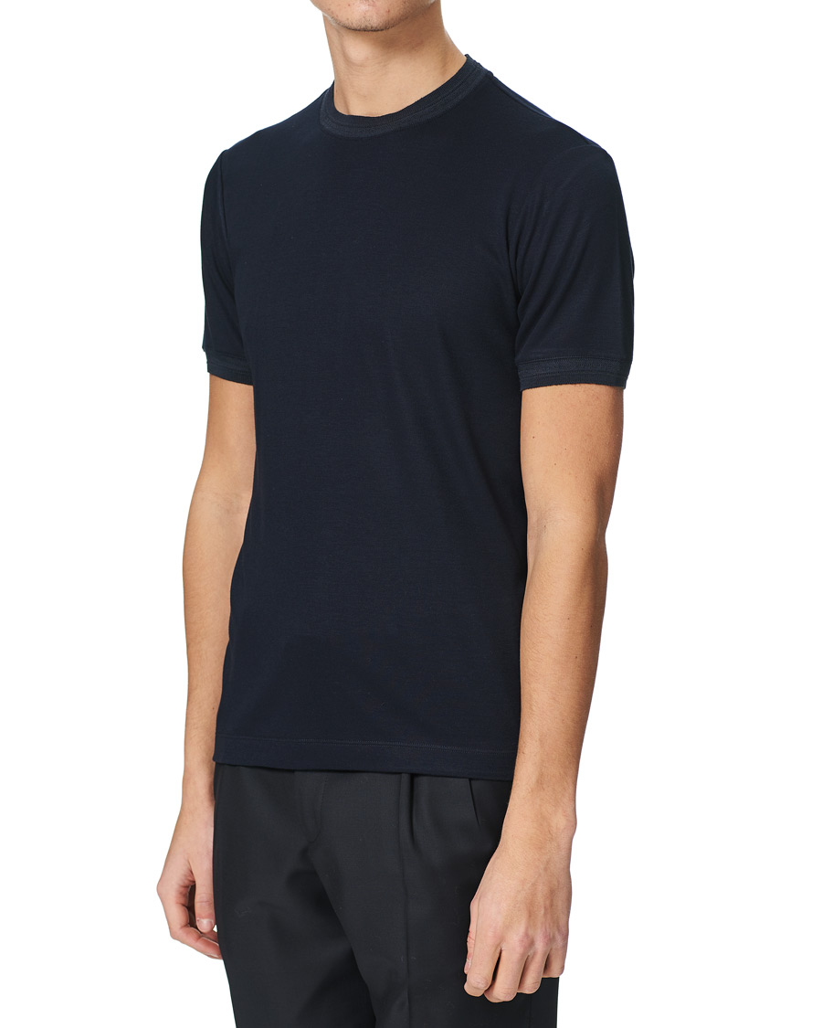 Heren | T-shirts | Giorgio Armani | Soft Silk T-Shirt Navy