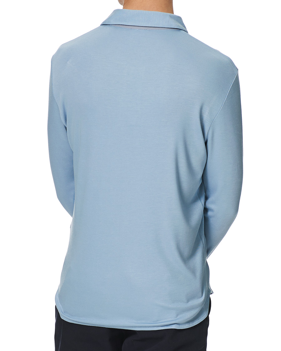 Heren | Truien | Giorgio Armani | Silk Blend Long Sleeve Polo Light Blue