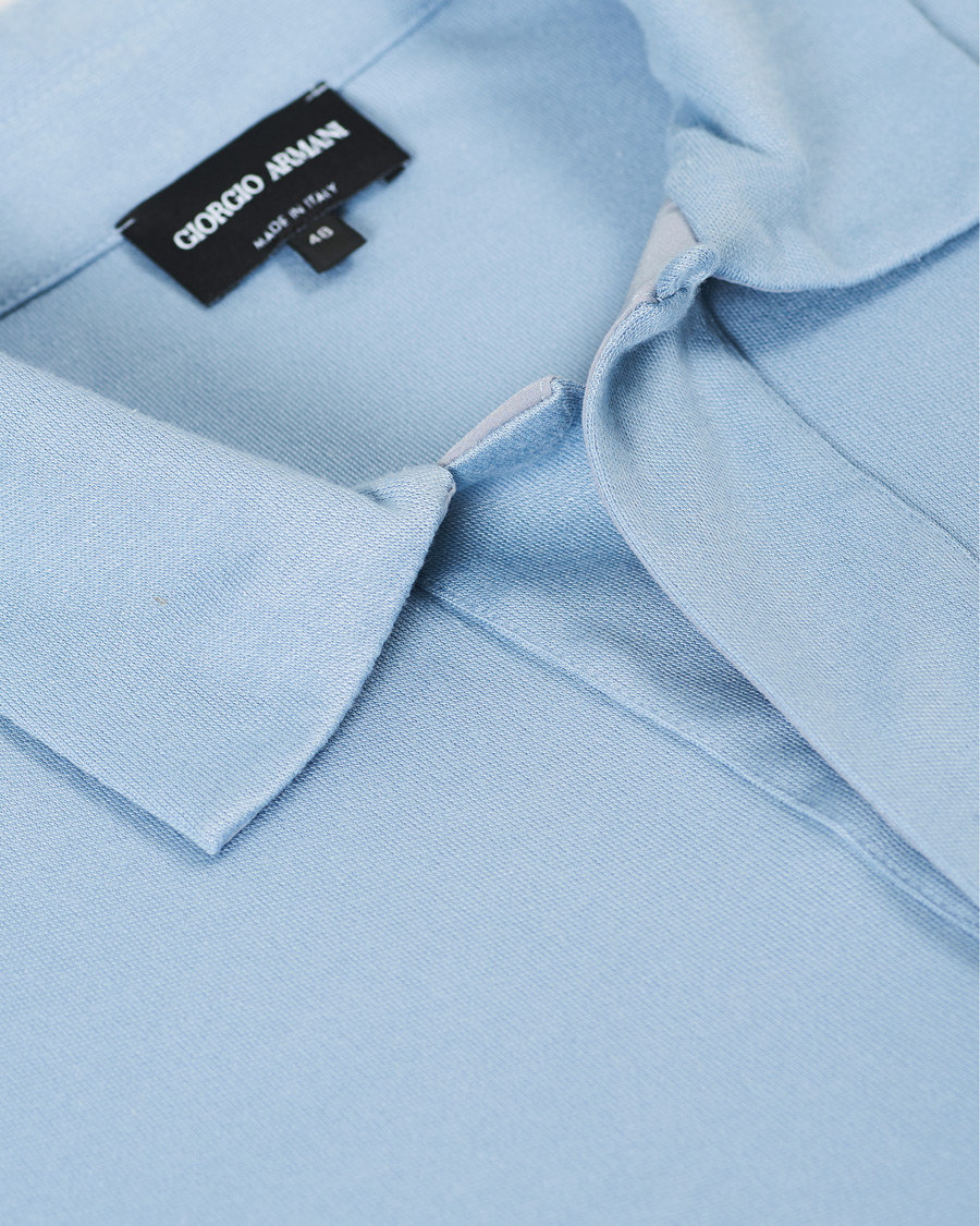 Heren | Truien | Giorgio Armani | Silk Blend Long Sleeve Polo Light Blue